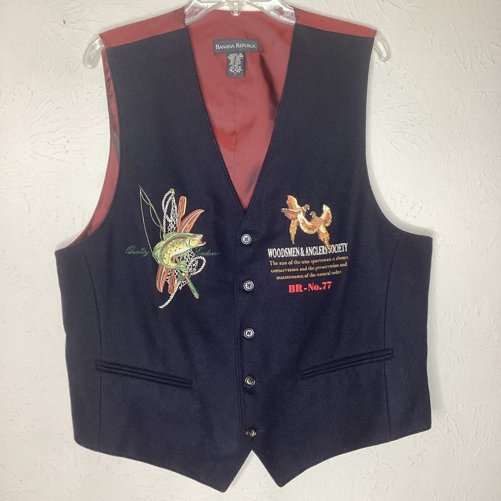 Banana Republic Vintage Vest Woodsmen & Anglers Society L